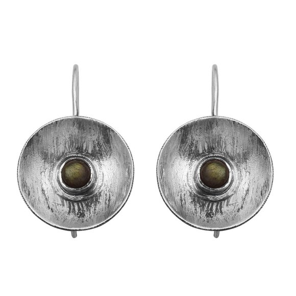Natural Labradorite Designer Earrings in Silver - Picture 1 of 2